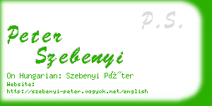 peter szebenyi business card